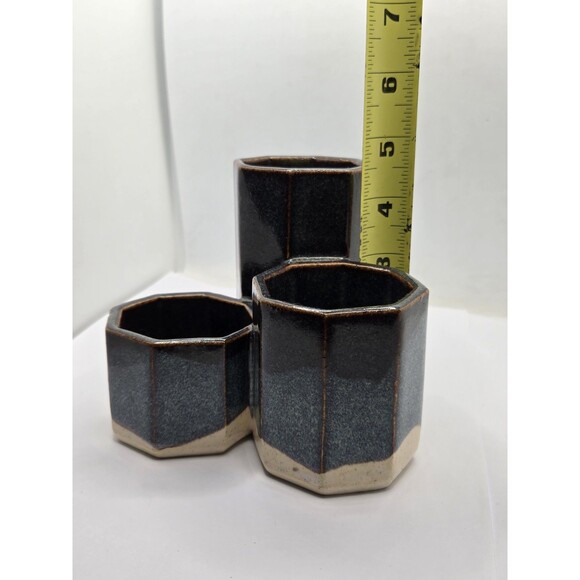 Hand Thrown Stegall Pottery TN Hexagonal Desk Organizer/Vase Signed - Picture 9 of 9
